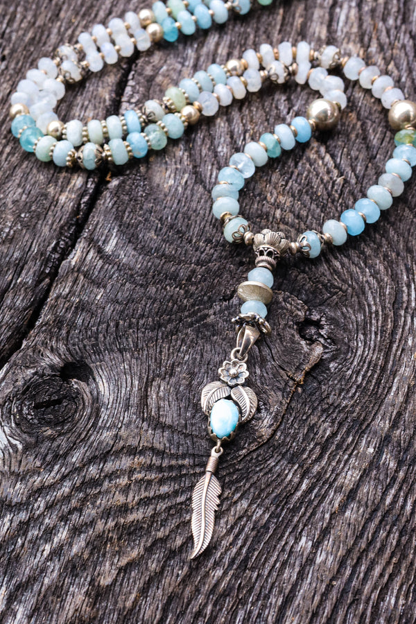 Moon Over The Ocean - Aquamarine Mala