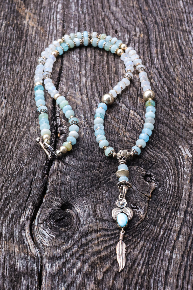 Moon Over The Ocean - Aquamarine Mala