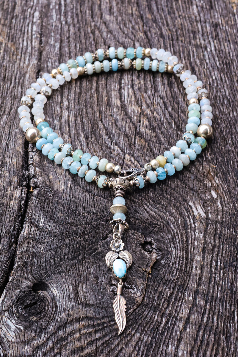 Moon Over The Ocean - Aquamarine Mala