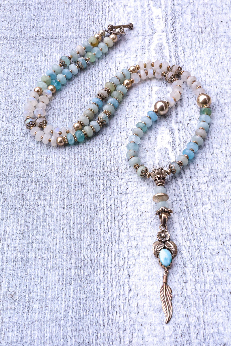 Moon Over The Ocean - Aquamarine Mala