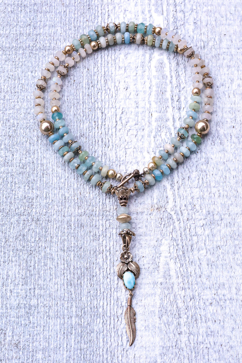 Moon Over The Ocean - Aquamarine Mala