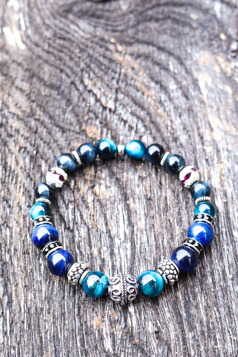 Eye of the Tiger - Blue Tiger Eye Wrist Mala