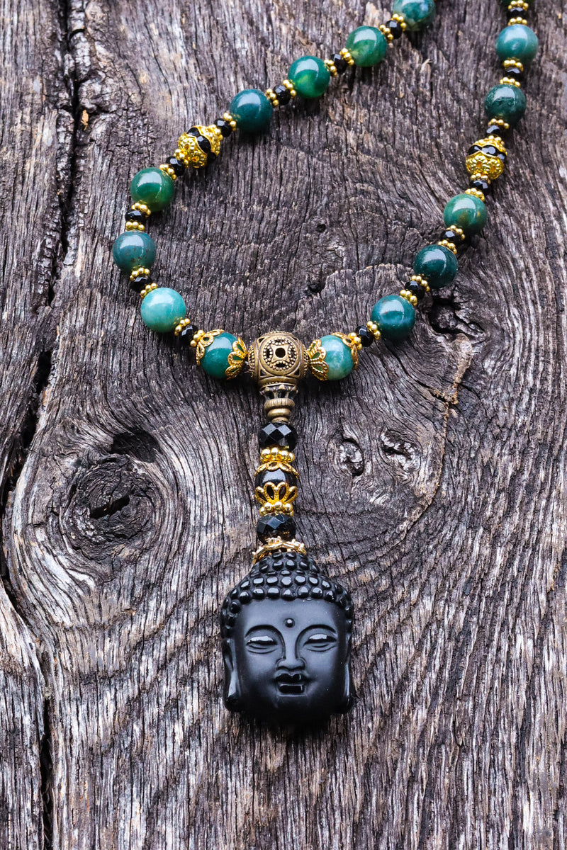 Universal Protection - Moss Agate Mala