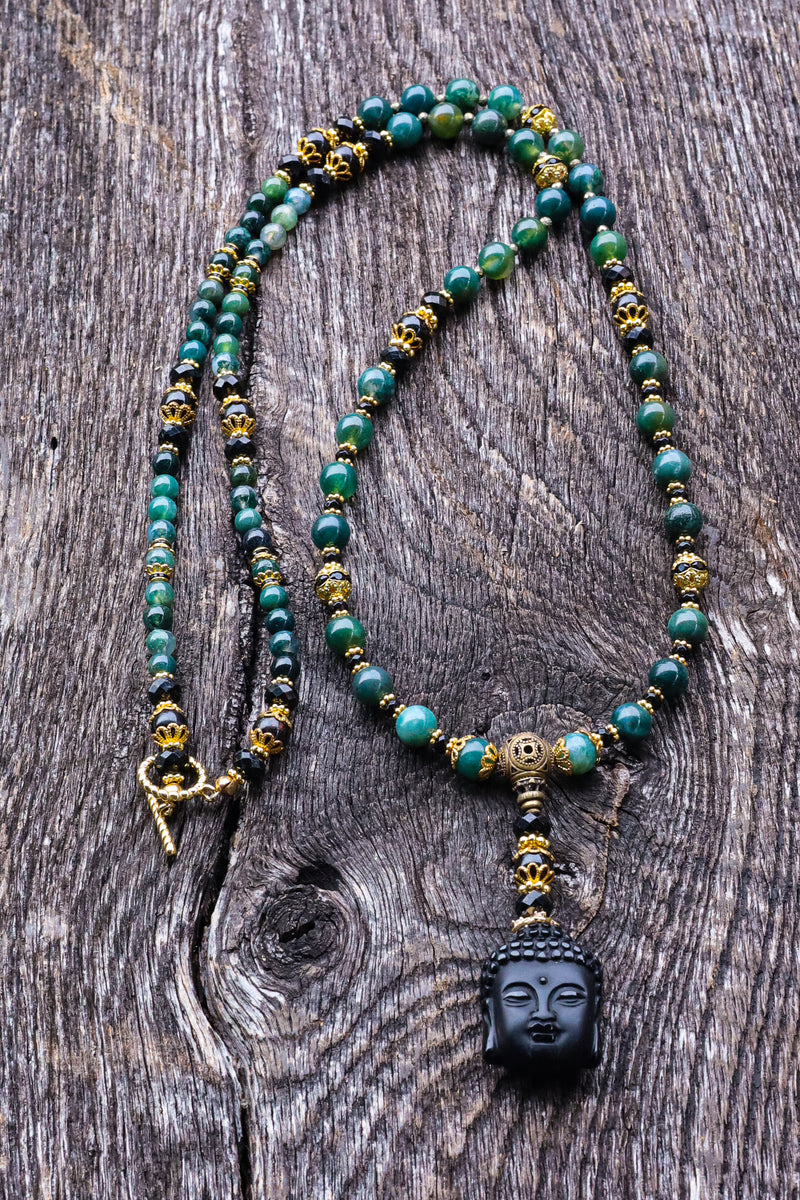 Universal Protection - Moss Agate Mala