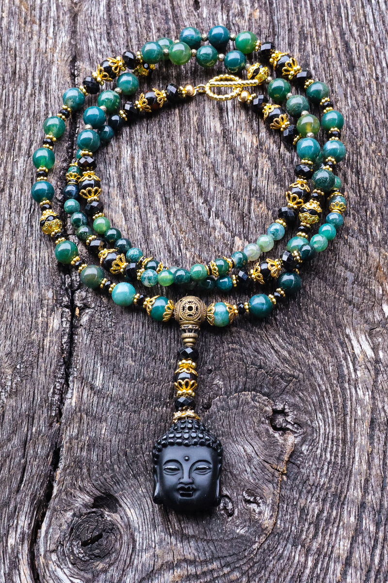 Universal Protection - Moss Agate Mala