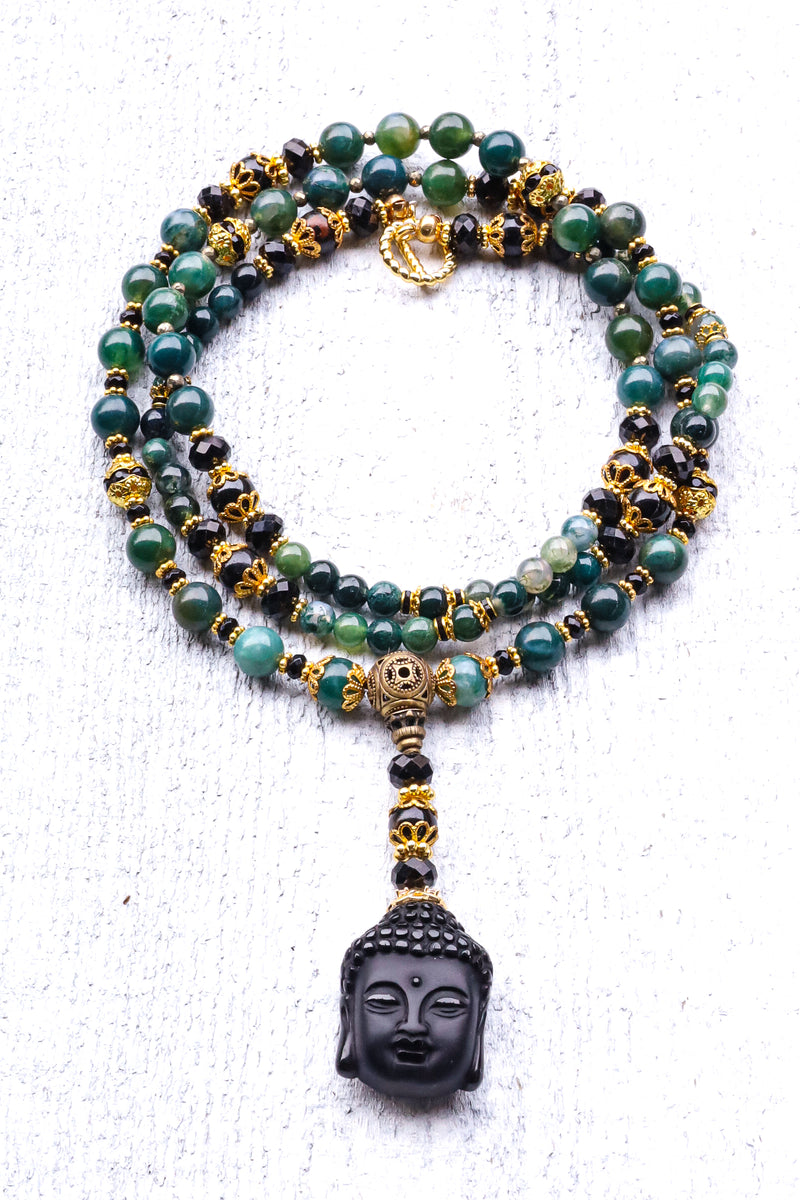 Universal Protection - Moss Agate Mala