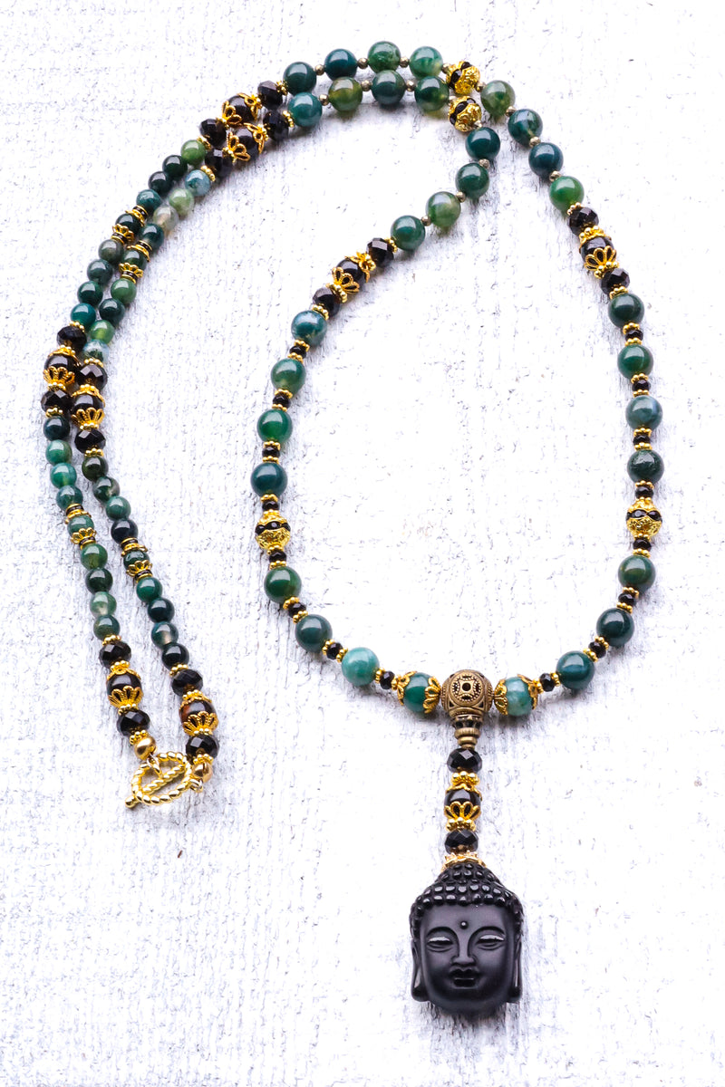 Universal Protection - Moss Agate Mala