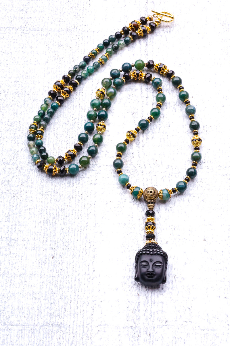 Universal Protection - Moss Agate Mala