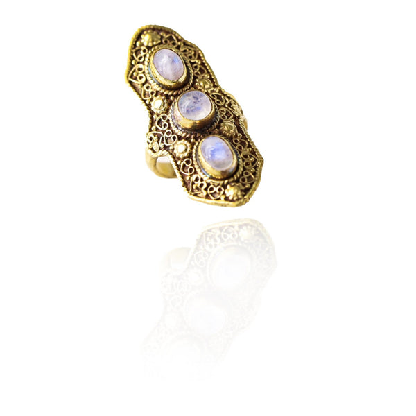 Ambala Three Moonstone Ring - Revital Exotic Jewelry & Apparel
