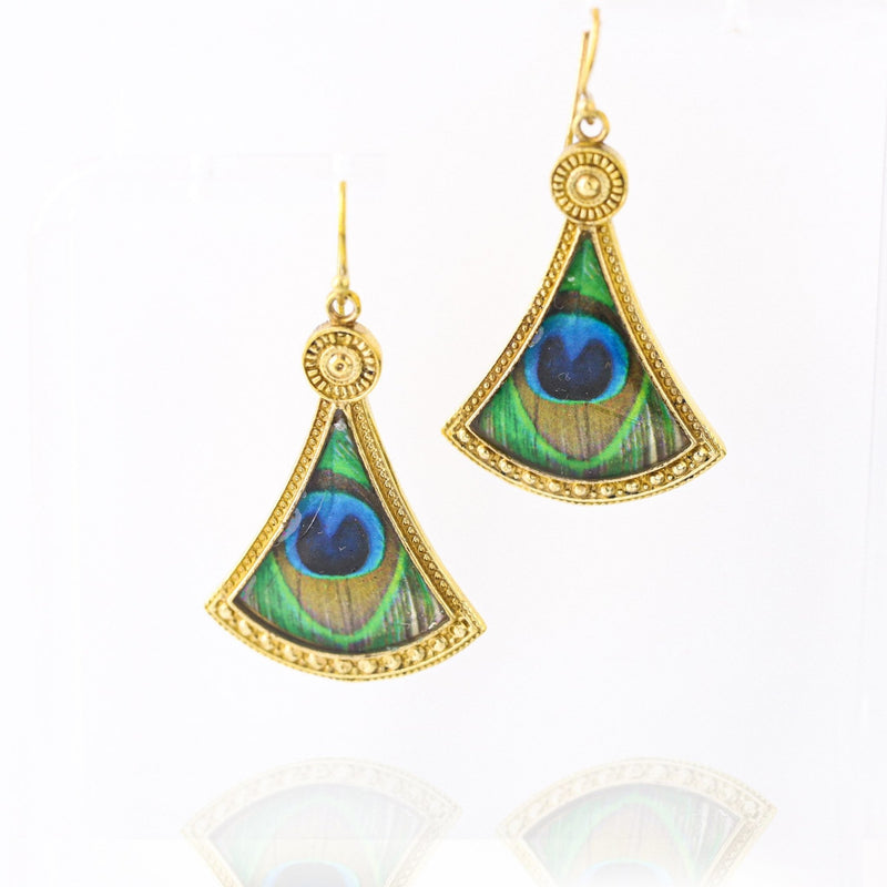 Brass Peacock Earrings - Revital Exotic Jewelry & Apparel