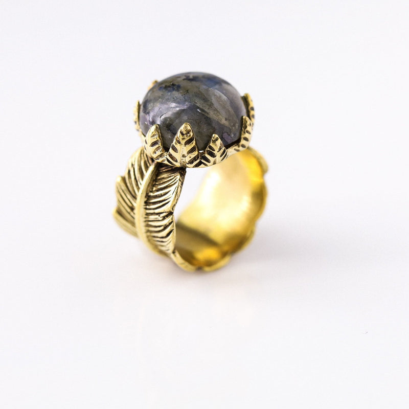 Chandlai Labradorite Brass Ring - Revital Exotic Jewelry & Apparel