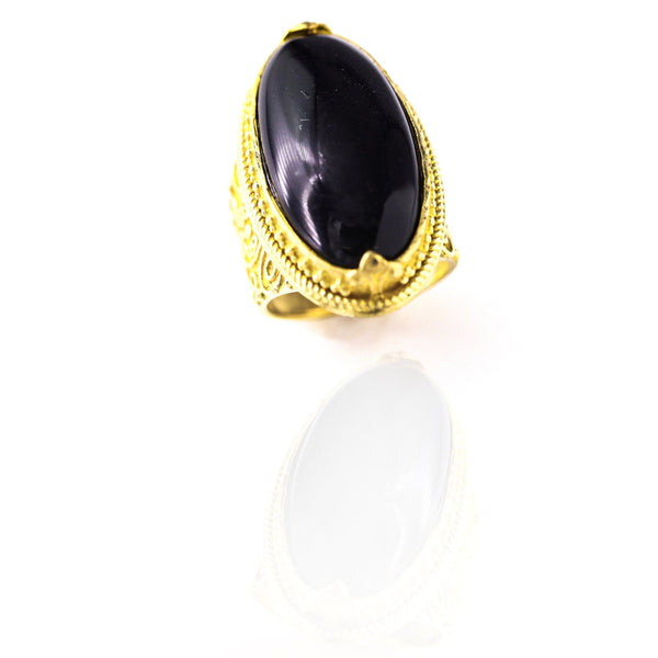 Dabla Onyx Brass Ring - Revital Exotic Jewelry & Apparel