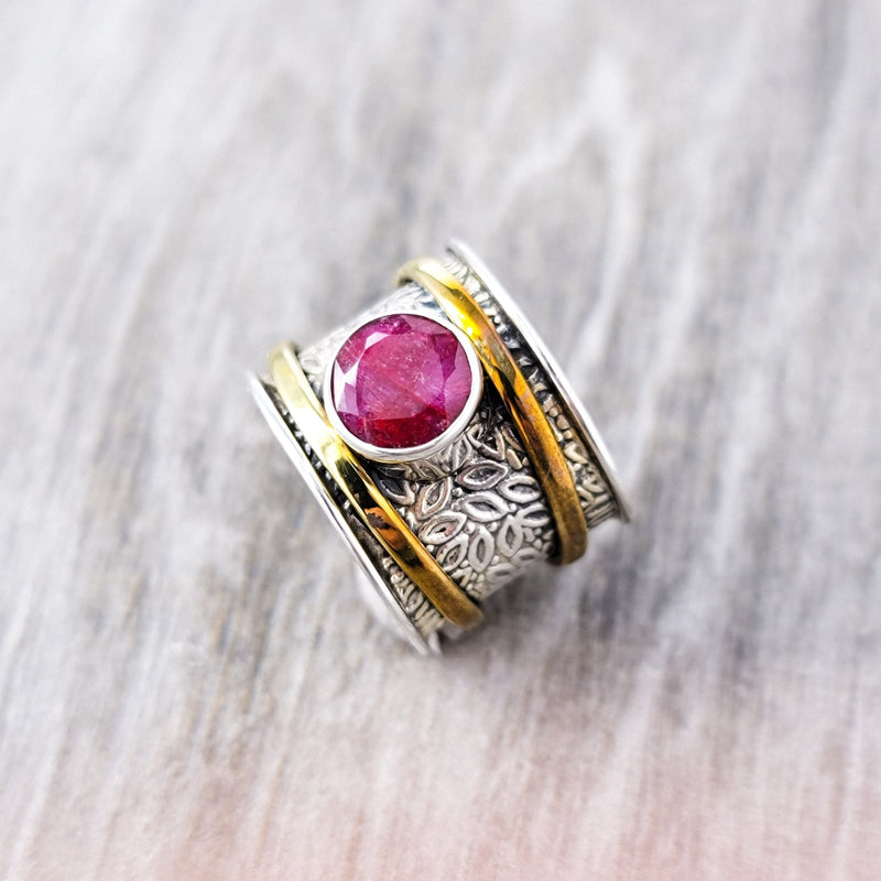 Double Banded Ruby Solitaire - Revital Exotic Jewelry & Apparel