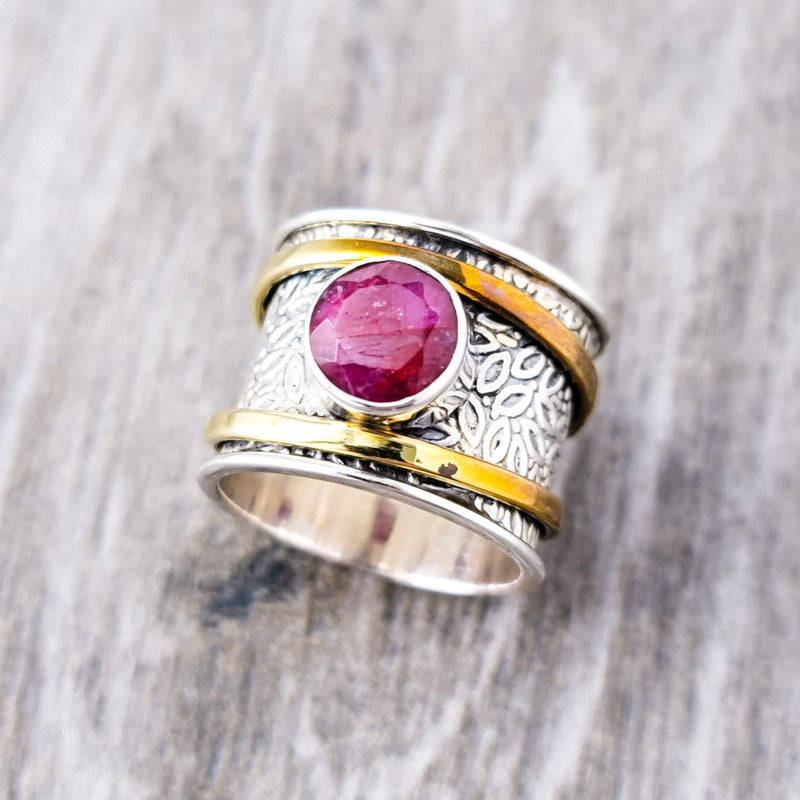 Double Banded Ruby Solitaire - Revital Exotic Jewelry & Apparel
