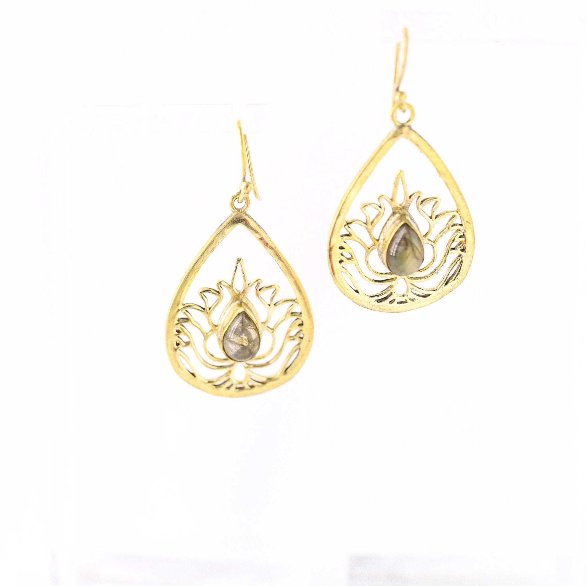 Gold Lotus Earrings - Revital Exotic Jewelry & Apparel