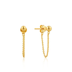 Gold Modern Chain Stud Earrings - Revital Exotic Jewelry & Apparel