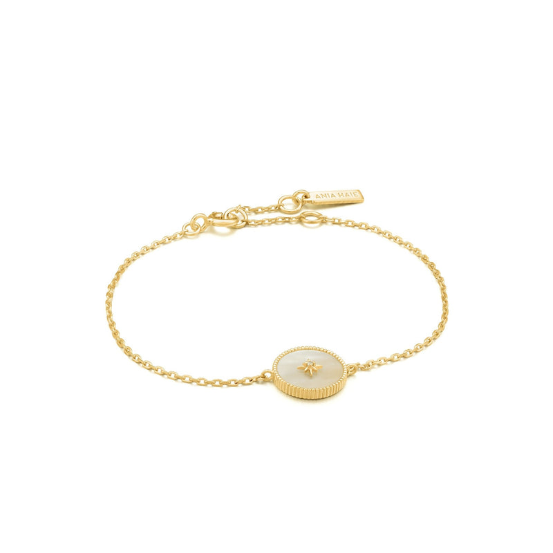 Gold Mother Of Pearl Emblem Bracelet - Revital Exotic Jewelry & Apparel