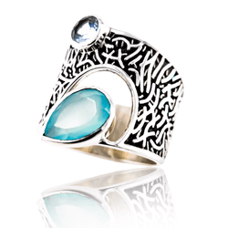 Gwenyth Aqua Chalcy Ring - Revital Exotic Jewelry & Apparel