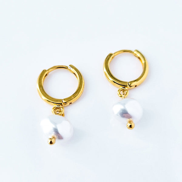 Ivy Pearl Charm Hoop Earrings - Revital Exotic Jewelry & Apparel