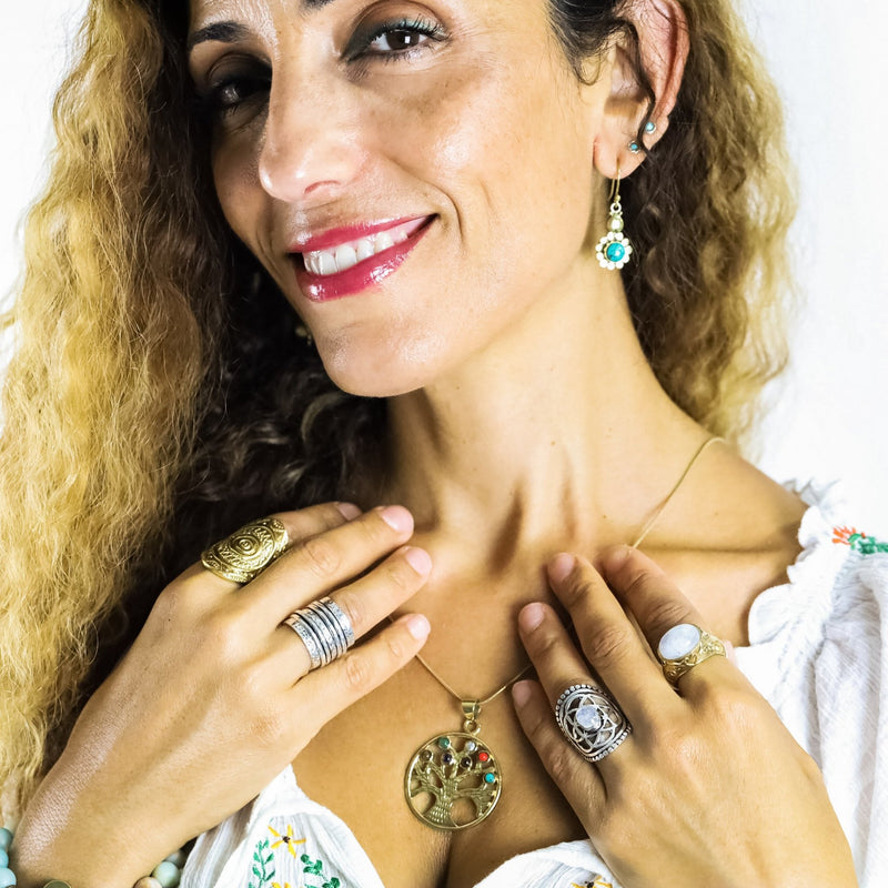 Jaisala Moonstone Brass Ring - Revital Exotic Jewelry & Apparel