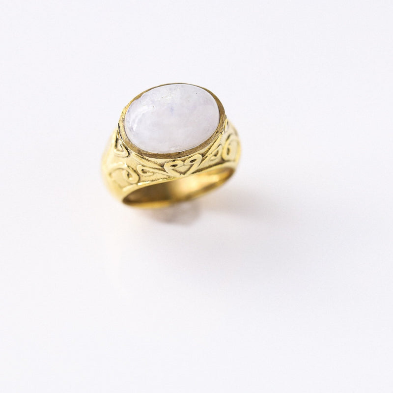 Jaisala Moonstone Brass Ring - Revital Exotic Jewelry & Apparel