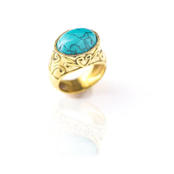 Jaisala Turquoise Brass Ring - Revital Exotic Jewelry & Apparel