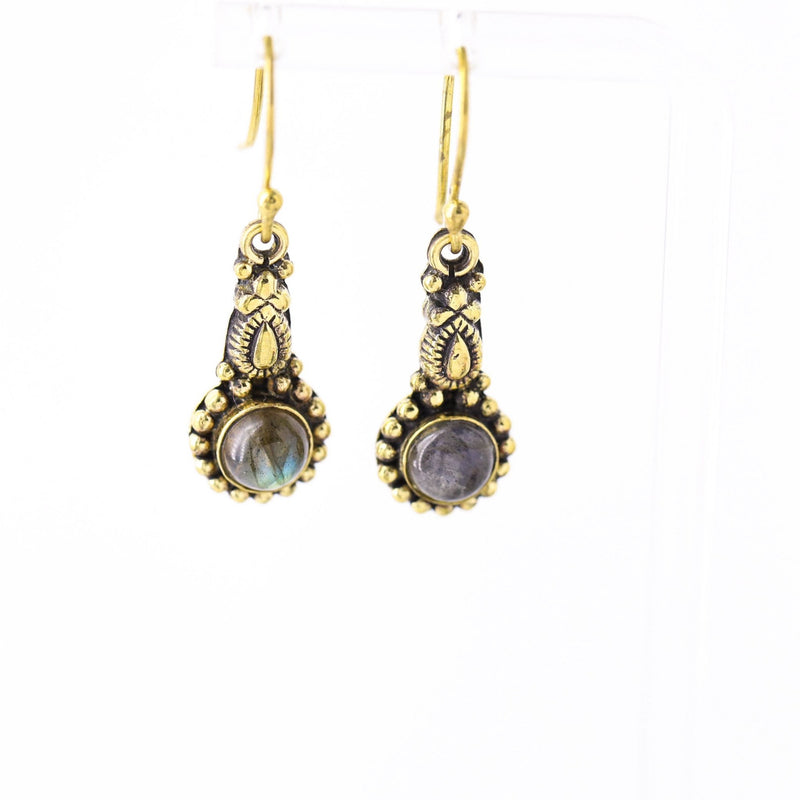 Labradorite Brass Earrings - Revital Exotic Jewelry & Apparel