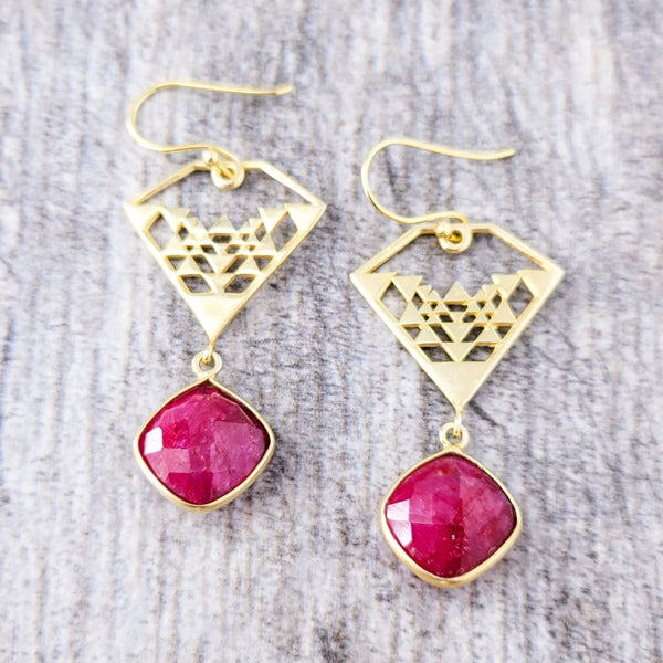 Lene Ruby Earrings - Revital Exotic Jewelry & Apparel