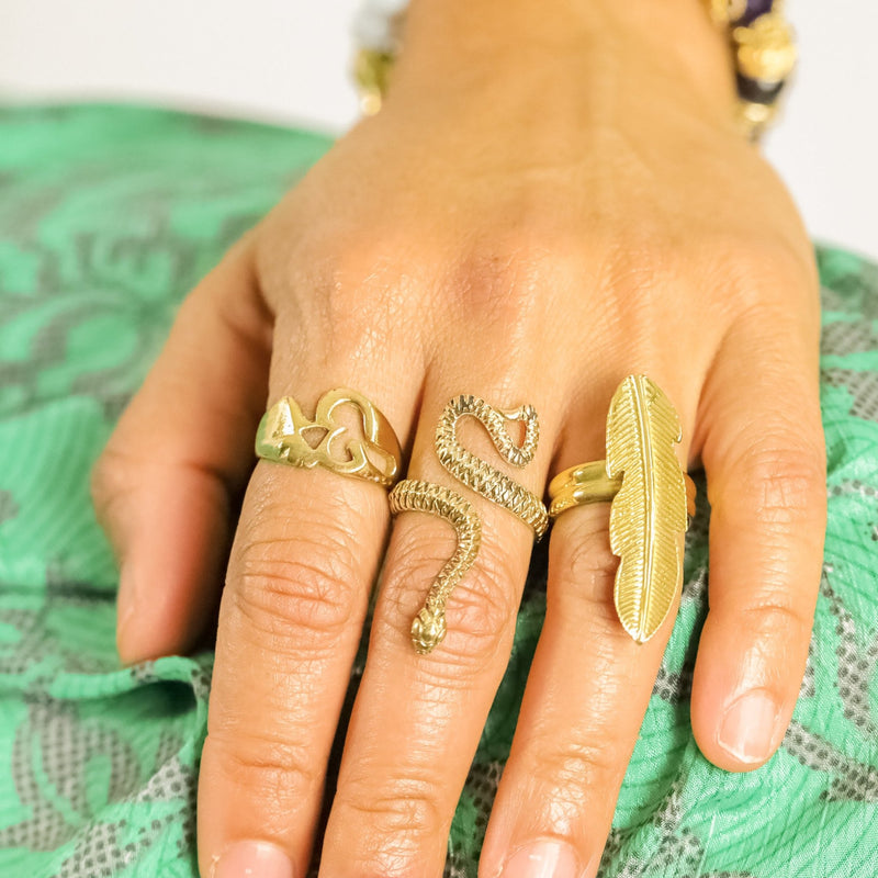 Lucky Feather Brass Ring - Revital Exotic Jewelry & Apparel