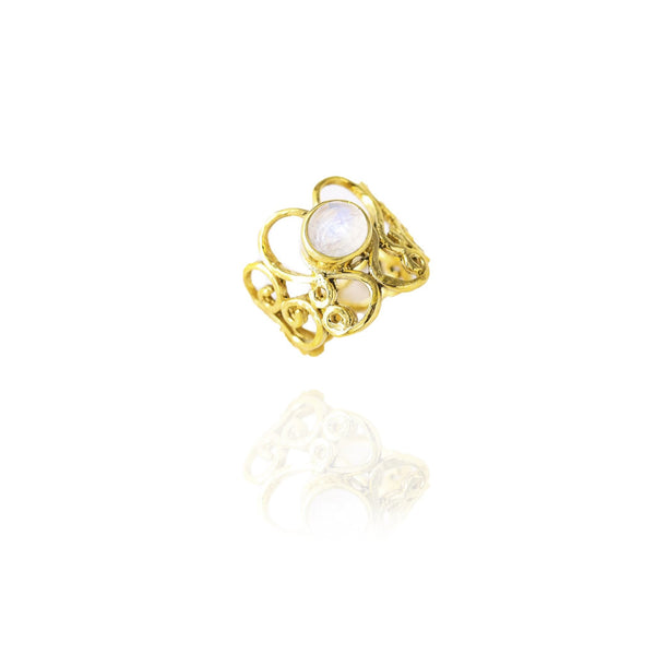 Madina Moonstone Brass Ring - Revital Exotic Jewelry & Apparel