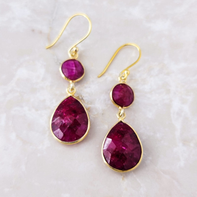 Ohanna Ruby Dangle Earrings - Revital Exotic Jewelry & Apparel