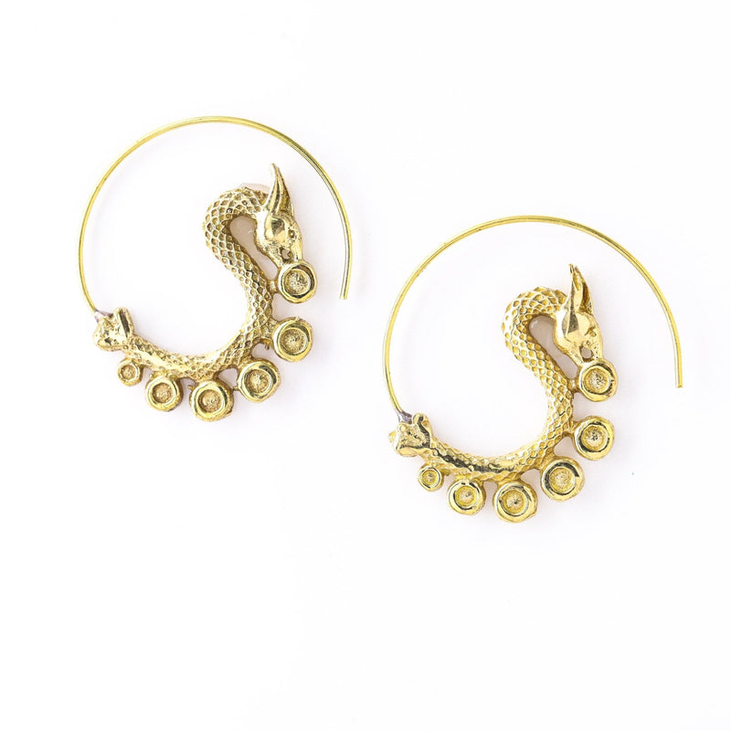Raya Brass Spiral Earrings - Revital Exotic Jewelry & Apparel