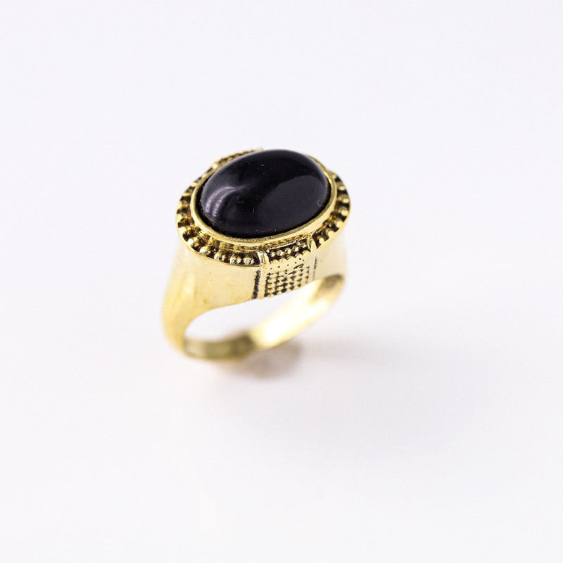 Rupindi Onyx Brass Ring - Revital Exotic Jewelry & Apparel