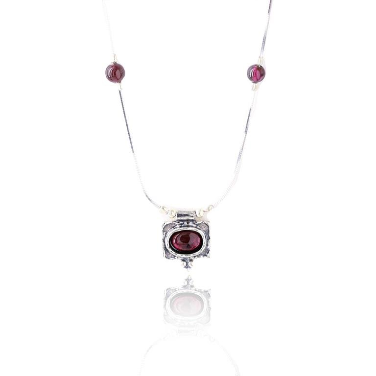 Scarlette Garnet Silver Necklace - Revital Exotic Jewelry & Apparel