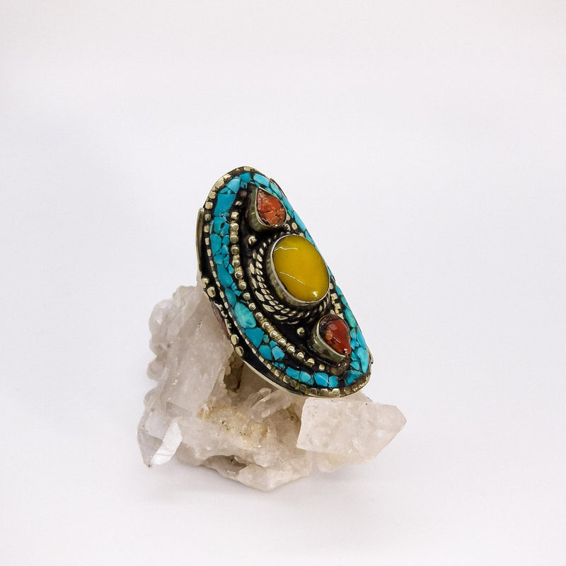 Shield Ring Amber - Revital Exotic Jewelry & Apparel