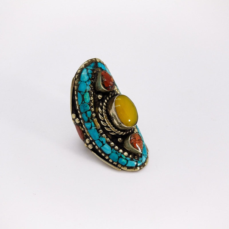 Shield Ring Amber - Revital Exotic Jewelry & Apparel