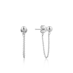 Silver Modern Chain Stud Earrings - Revital Exotic Jewelry & Apparel