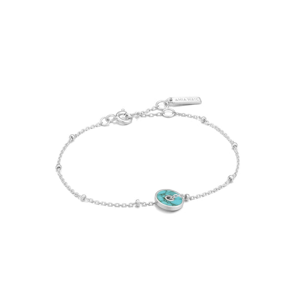 Silver Turquoise Disc Bracelet - Revital Exotic Jewelry & Apparel