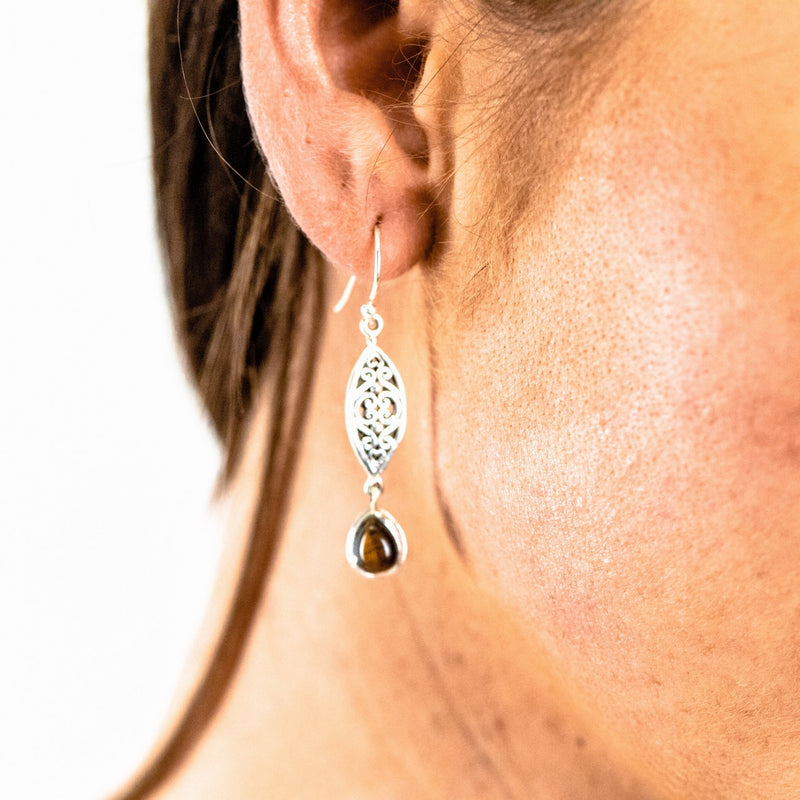Veda Tiger Eye Earrings - Revital Exotic Jewelry & Apparel