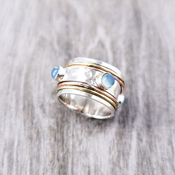 Wish For Aqua Chalcy Spinner Ring II - Revital Exotic Jewelry & Apparel
